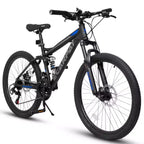 Okak Bici da Montagna da 27.5 pollici con Ammortizzatori Anteriori e Posteriori, Bici da Cross a 21 Velocità con Freno a Disco Meccanico, Bici per Adulti Uomo e Donna