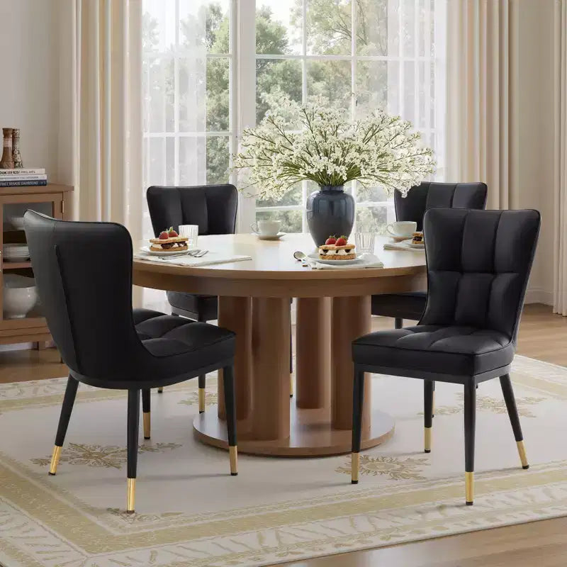 Bekrvio Sedie da Sala da Pranzo Set da 6, Moderne Imbottite in Ecopelle con Schienale Alto, Gambe in Metallo, Sedie da Cucina Senza Braccioli per Soggiorno Sala da Pranzo