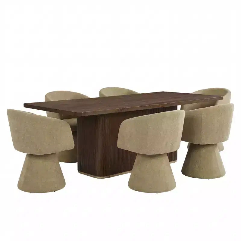 Christopher Knight Home Yodsak Set da Pranzo Moderno a 7 Pezzi in Legno e Metallo con Sedie Girevoli a 180