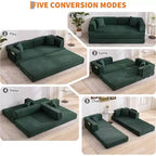 Divano Letto Convertibile 5-in-1, Divano Letto Modulare in Velluto a Coste da 78,8 Pollici con Struttura Robusta, Futon Multifunzionale per Piccoli Spazi, Soggiorno e Camera degli Ospiti