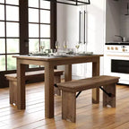 Flash Furniture Tavolo da Pranzo Rettangolare Rustico in Pino Massiccio 46 x 30