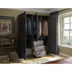 Palace Imports Armadio a 3 ante Cosmo 100% legno massello con ante in legno massello o a specchio