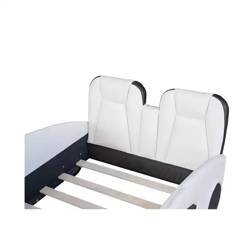 Letto a piattaforma a forma di auto da corsa Whisen Wood, formato singolo, con LED e schienale imbottito
