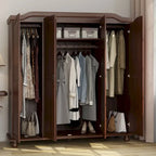 Palace Imports Armadio Kyle a 4 Ante in 100% Legno Massello con Ante in Legno Massello o a Specchio