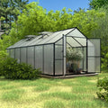 Serra da giardino calpestabile in alluminio VEIKOUS con sfiato regolabile sul tetto e porta con serratura, colore grigio