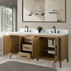 Mobile lavabo doppio Vanity Art 72 per bagno con piano in marmo composito