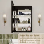 Pensile da Bagno con Specchio LED, Montaggio a Superficie o Incasso, Luce Dimmerabile, Antiappannamento, Ripiani Regolabili