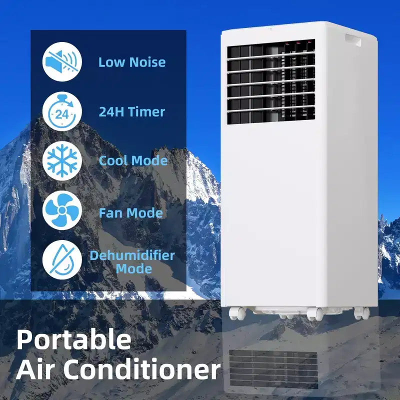 Condizionatore d'aria portatile da 8.000 BTU - 3-in-1 Raffreddamento, Deumidificatore e Ventilatore per ambienti fino a 32,5 mq con Modalità Sleep e 1 Anno di Garanzia