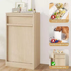 Pattumiera Inclinabile, Rovere Naturale, Pattumiera con Contenitore e Cassetto, Cestino Nascosto, Cesto Portabiancheria per Cucina, Sala da Pranzo, Soggiorno