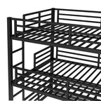 Letto a castello triplo completo, in metallo, con ringhiere di sicurezza, letto a castello robusto con design a riduzione di rumore, nero