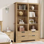 Libreria alta 72" con 4 cassetti, scaffale portaoggetti da terra in stile rustico per camera da letto, soggiorno, ufficio domestico