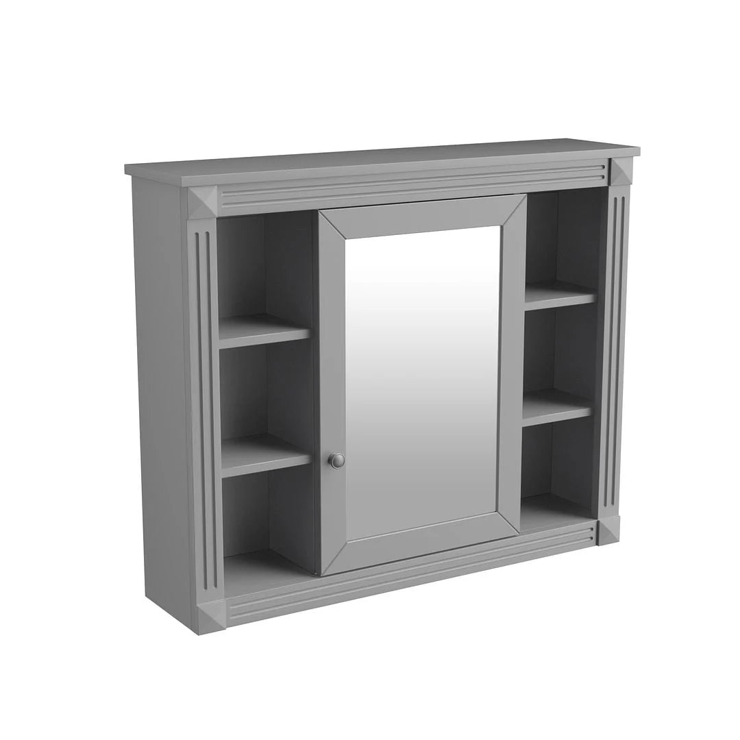 Mobile Bagno Moderno da 90cm con Lavabo Integrato e Specchiera, 2 Ante e 2 Cassetti