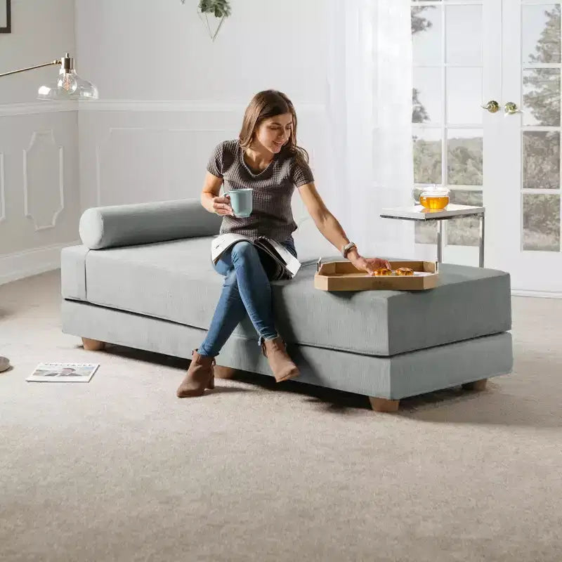 Divano letto / Letto estraibile queen-size - Microvelluto