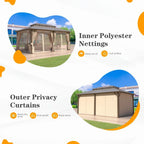 EROMMY Gazebo a tetto rigido, Pergola da esterno con doppio tetto, zanzariere e tende, Tenda da sole resistente per patio, cortile, feste in piscina