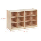 Mobile Cubby con vassoio e 15 contenitori frontali a paletta, 3x4, Arredamento per bambini