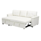 Divano componibile convertibile reversibile con letto estraibile, chaise longue con contenitore nascosto e gambe durevoli