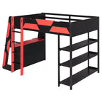 Luxystar Letto a soppalco completo da gaming con scrivania, mensole e luci