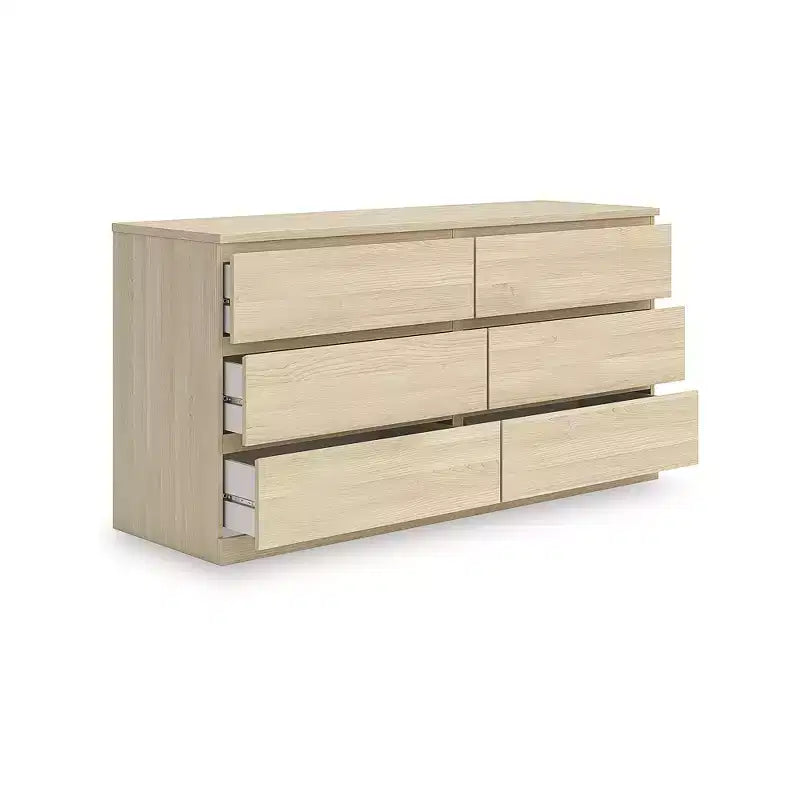 Cassettiera moderna Onita a 6 cassetti di Signature Design by Ashley, cassettiera in legno marrone naturale con design senza maniglie