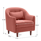 Set di 2 Poltrone Accent, in Velluto a Botte con Gambe in Legno Massello 28,34W
