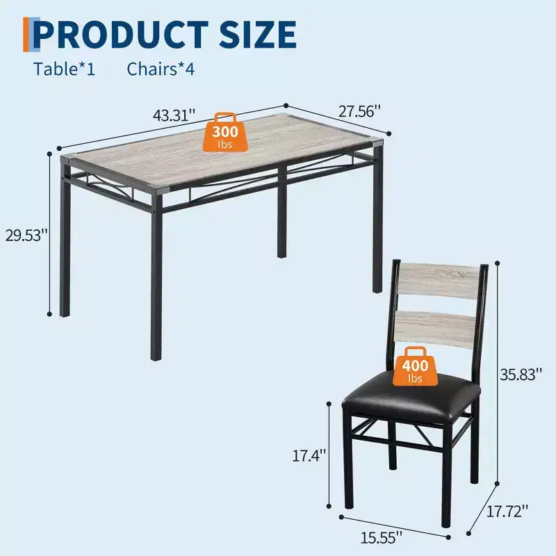 Set tavolo da pranzo per 4, con 4 sedie imbottite, set da 5 pezzi tavolo da cucina e sala da pranzo in legno con protezione angolare per cucina, appartamento, piccoli spazi