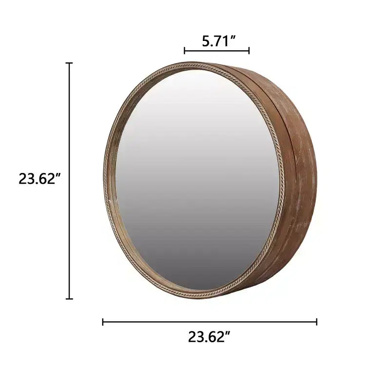 23.6 Specchio rotondo moderno scorrevole con contenitore, Specchio da trucco salvaspazio per bagno, Specchio decorativo per soggiorno