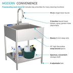 Lavatoio e mobile in acciaio inox 24" L x 22" P x 35" H
