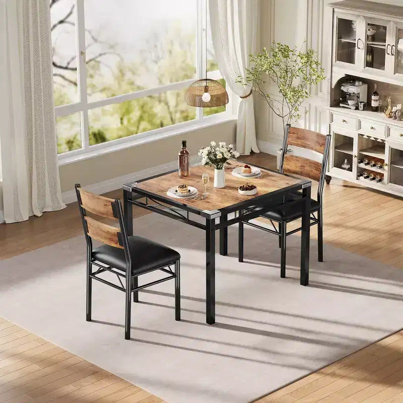Set tavolo da pranzo per 4, con 4 sedie imbottite, set da 5 pezzi tavolo da cucina e sala da pranzo in legno con protezione angolare per cucina, appartamento, piccoli spazi