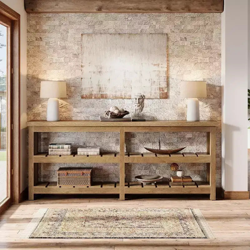 Tribesigns 70.86 Tavolo Consolle Extra Lungo, Tavolo d'Ingresso a 3 Livelli Stile Rustico, Tavolo da Divano Dietro al Divano per Soggiorno, Corridoio, Ingresso