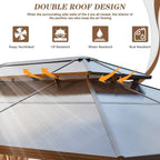 EROMMY Gazebo a tetto rigido, Pergola da esterno con doppio tetto, zanzariere e tende, Tenda da sole resistente per patio, cortile, feste in piscina