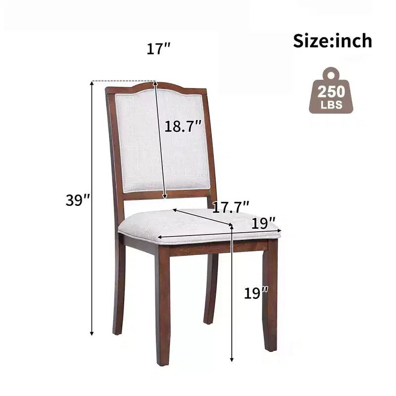 Set di 4 sedie da pranzo stile fattoria con schienale alto e seduta imbottita