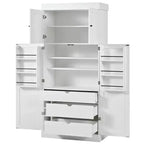 Dispensa da cucina indipendente 77H, armadio contenitore in stile rustico con ripiani regolabili, ripiani sulla porta, cassetti e portabottiglie - ModernLuxe