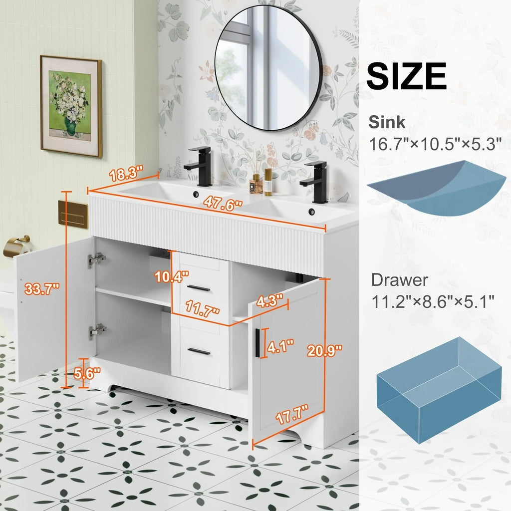 Mobile bagno 30/36/48 Wavy Line con lavabo e rubinetto