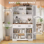 Mobile dispensa da cucina da 71" con stazione di ricarica, ampio piano di lavoro, supporto per microonde e 2 cassetti, mobile contenitore per sala da pranzo e soggiorno