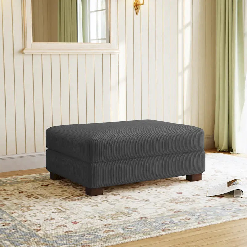 Pouf poggiapiedi oversize in velluto a coste moderno