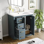 Mobile bagno 30 pollici con lavabo singolo, armadietto e 3 cassetti – Nero / Blu / Verde / Indaco / Bianco