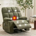 Poltrona Reclinabile Oversize per Adulti, Sofà Girevole a Dondolo Manuale, Tasche Laterali e Portabicchieri per Persone Grandi e Alte, Soggiorno