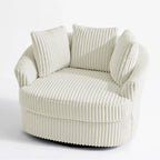 Set di 2 Poltrone Girevoli a Barilotto Oversize da 43" in Velluto a Coste Felpato con Cuscini