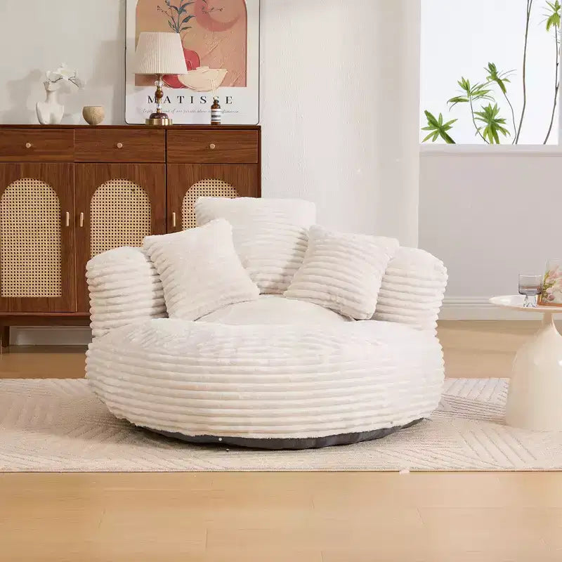 Divano Sacco per Adulti Bambini, Poltrona Sacco Oversize in Velluto a Coste con 3 Cuscini e Braccioli per Soggiorno Camera da Letto