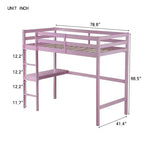 Letto a soppalco Okak Minimalism con scaletta, letto a soppalco singolo in legno di gomma con spondina di sicurezza e scrivania integrata, telai per letti per bambini, ragazzi