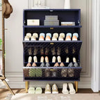 CLIHOME Scarpiera da Ingresso con 24 Paia, Organizzatore per Scarpe con Cassetti a Ribalta, Scaffale Armadio Porta Scarpe