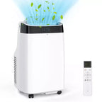 Condizionatore portatile da 10000 BTU, climatizzatore domestico con telecomando per ambienti fino a 42 mq, funzioni 3-in-1/timer 24 ore/ruote piroettanti