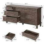Comò a 8 cassetti per camera da letto, mobile TV vintage da 150 cm con maniglie intagliate e gambe affusolate, cassettiera in legno con grande capacità di archiviazione