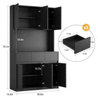 Mobile dispensa da cucina da 71 pollici, mobile dispensa con luci a LED e prese di corrente, mobile buffet con supporto per microonde, ripiani regolabili