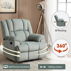 Poltrona reclinabile manuale oversize verde con girevole, dondolo e rivestimento in tessuto