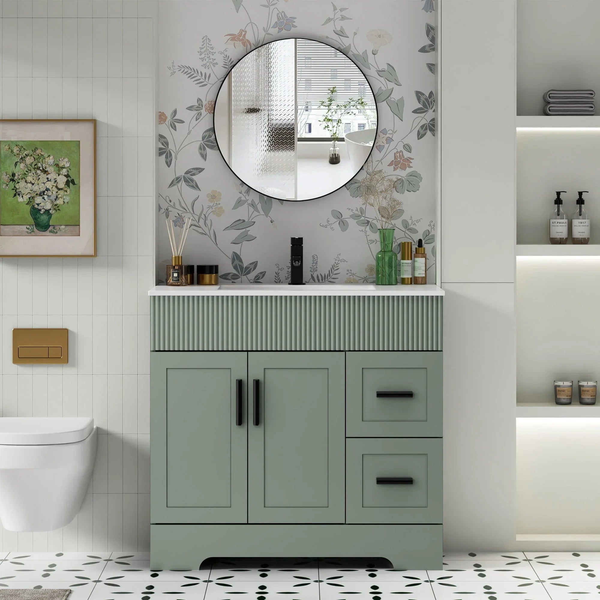 Mobile bagno 30/36/48 Wavy Line con lavabo e rubinetto