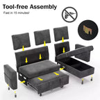 Dyonery Divano Letto Angolare 81, Divano Estraibile a L con Chaise Longue Reversibile con Contenitore, USB, Schienale Reclinabile