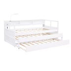 Whisen Twin XL Daybed in Legno con 2 Letti Estraibili, 3 Vani portaoggetti, 1 Luce Gratuita e USB per la Ricarica