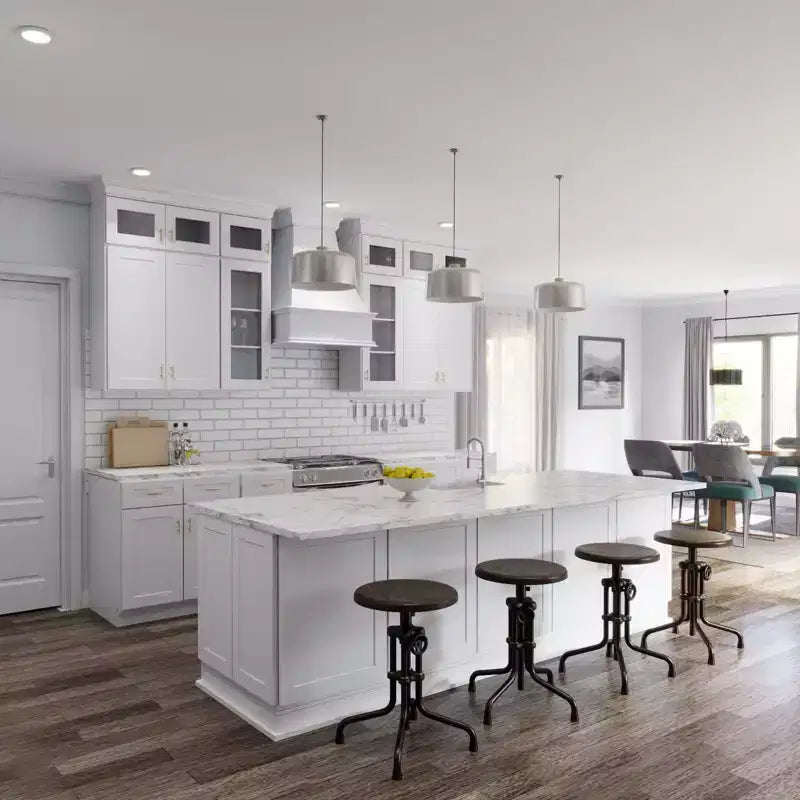 Pensile cieco da cucina con ante a shaker, finitura bianca, facile da montare, HOMLUX