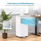 Condizionatore portatile da 10000 BTU, climatizzatore domestico con telecomando per ambienti fino a 42 mq, funzioni 3-in-1/timer 24 ore/ruote piroettanti