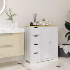 Mobiletto da Bagno HOMCOM con Ripiano Regolabile, Armadietto da Bagno Indipendente con 4 Cassetti e 2 Ante, Bianco